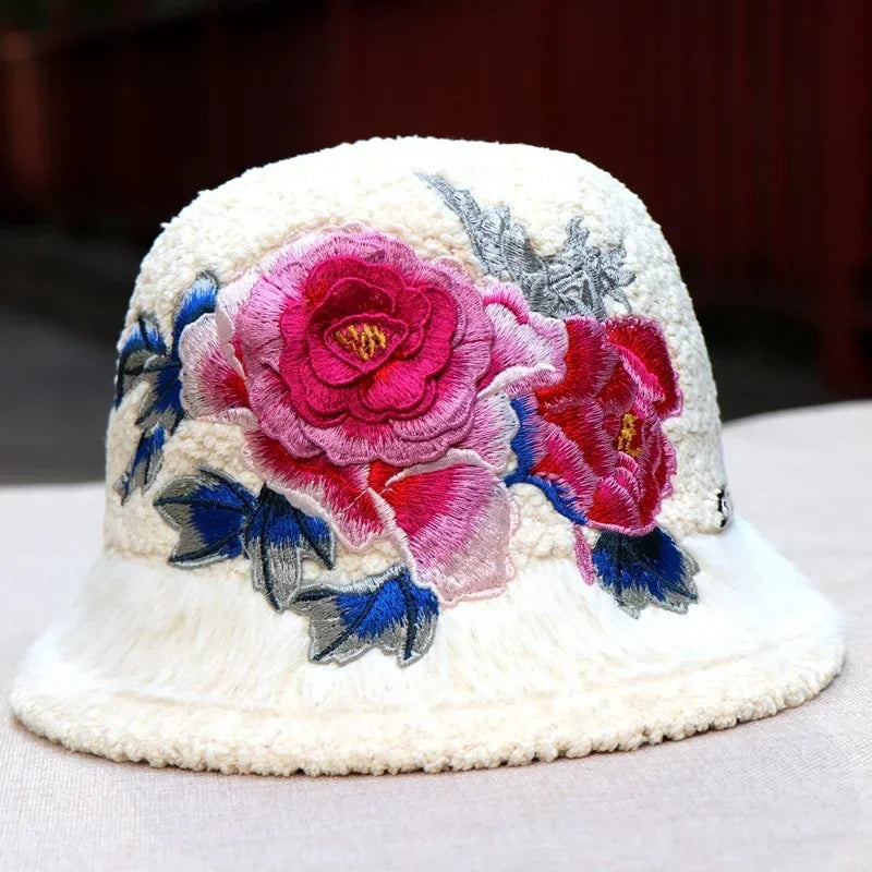 Warm Fuzzy Embroidered & Studded Vintage Cap Hat