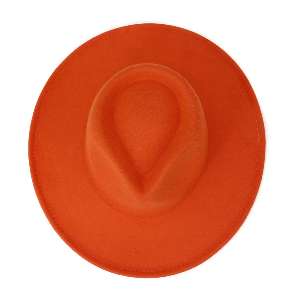 Orange fedora hat 9.5cm brim feather accessories wide brim jazz hat female imitation fedora hat male fashion panama hat wedding