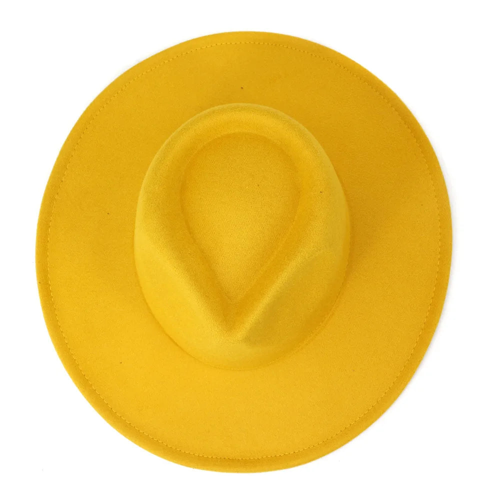 Orange fedora hat 9.5cm brim feather accessories wide brim jazz hat female imitation fedora hat male fashion panama hat wedding