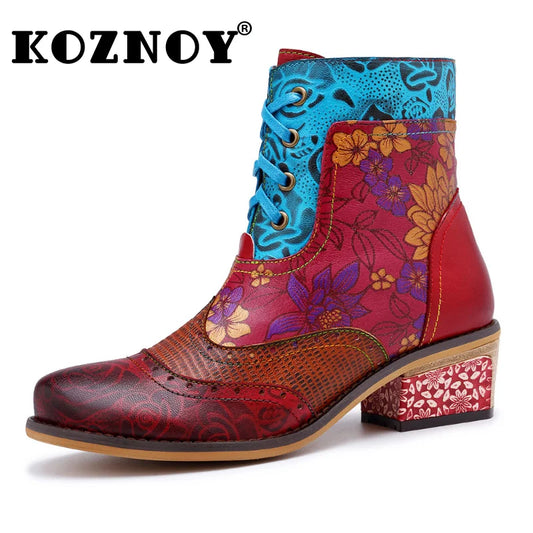 KOZNOY Low Rise Leather Cowboy Boots