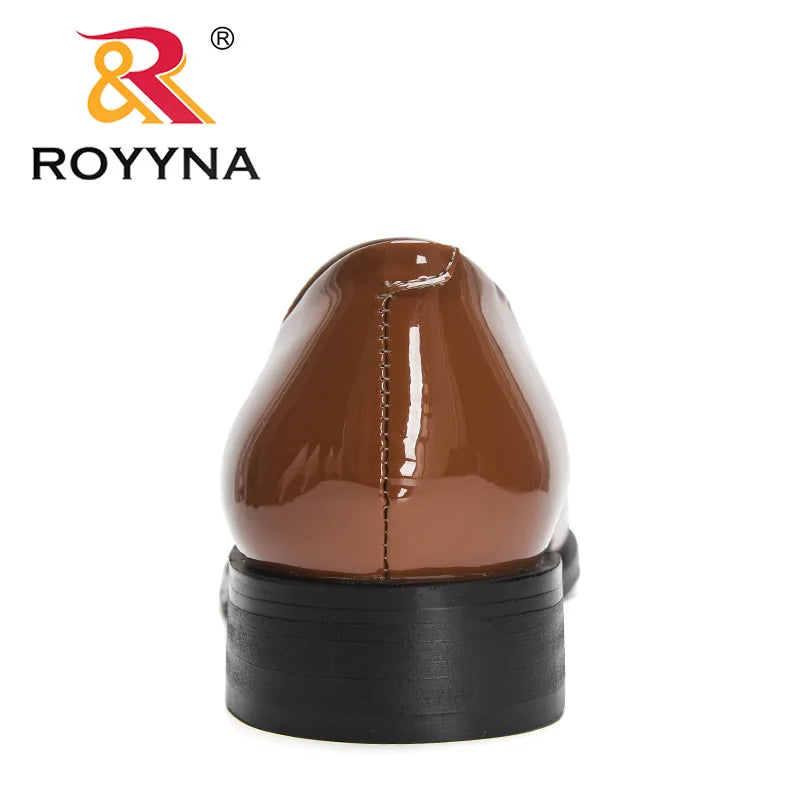 ROYYNA Classy Patent Leather Low Heel Loafer Shoes