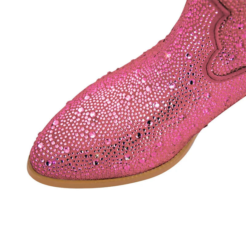 ONLY MAKER Pink Rhinestone Western Boots