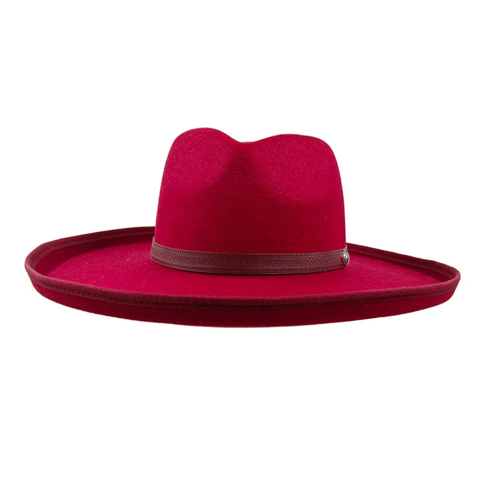 Fab Deco Heart Shape Wide Brim Fedora Hat