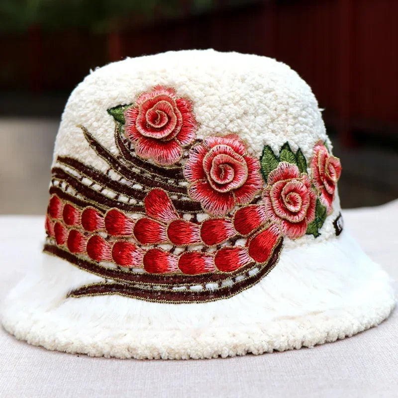 Warm Fuzzy Embroidered & Studded Vintage Cap Hat