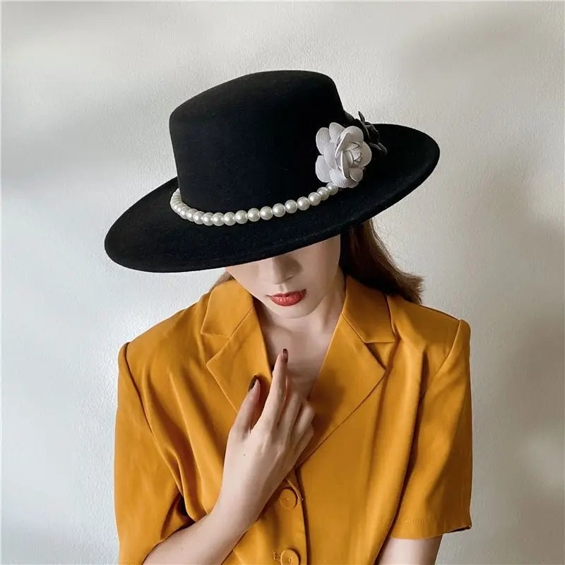 British Rose Woolen Large Brim Hat My She Shop