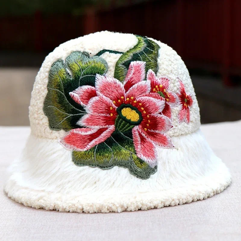 Warm Fuzzy Embroidered & Studded Vintage Cap Hat