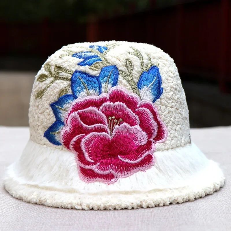 Warm Fuzzy Embroidered & Studded Vintage Cap Hat