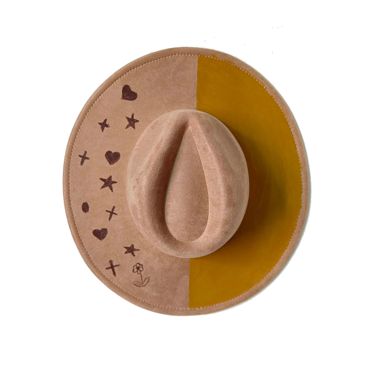 Vegan suede hat hand-painted DIY heart-shaped fedora hat men and women autumn and winter classic church hat  hats for women