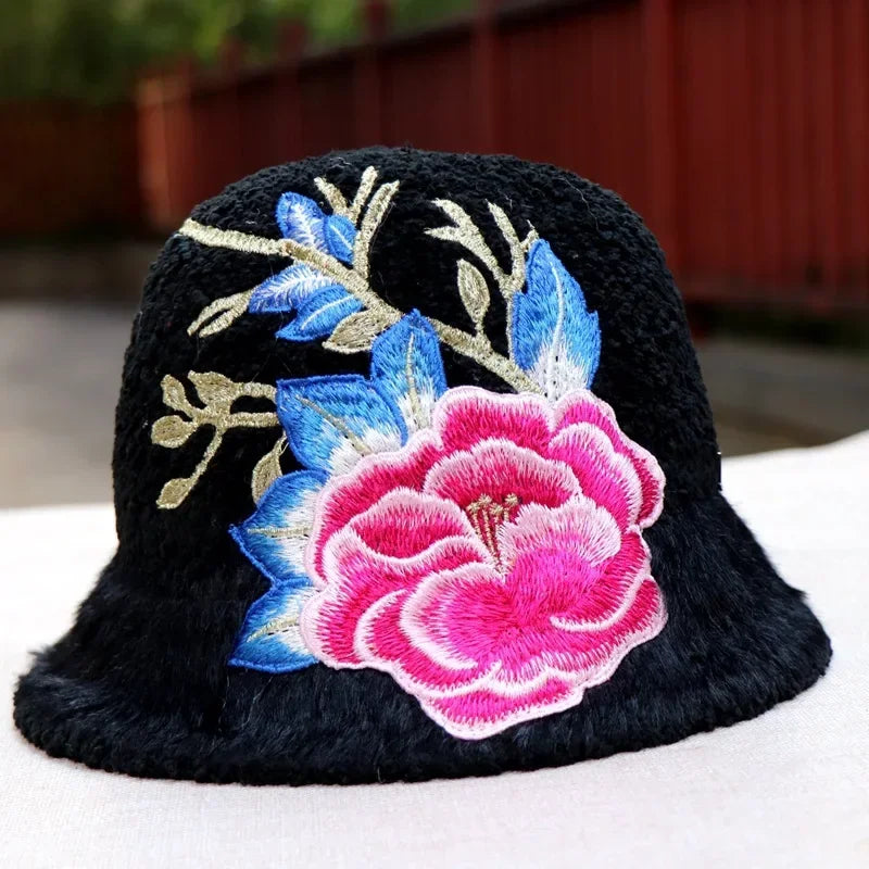 Warm Fuzzy Embroidered & Studded Vintage Cap Hat