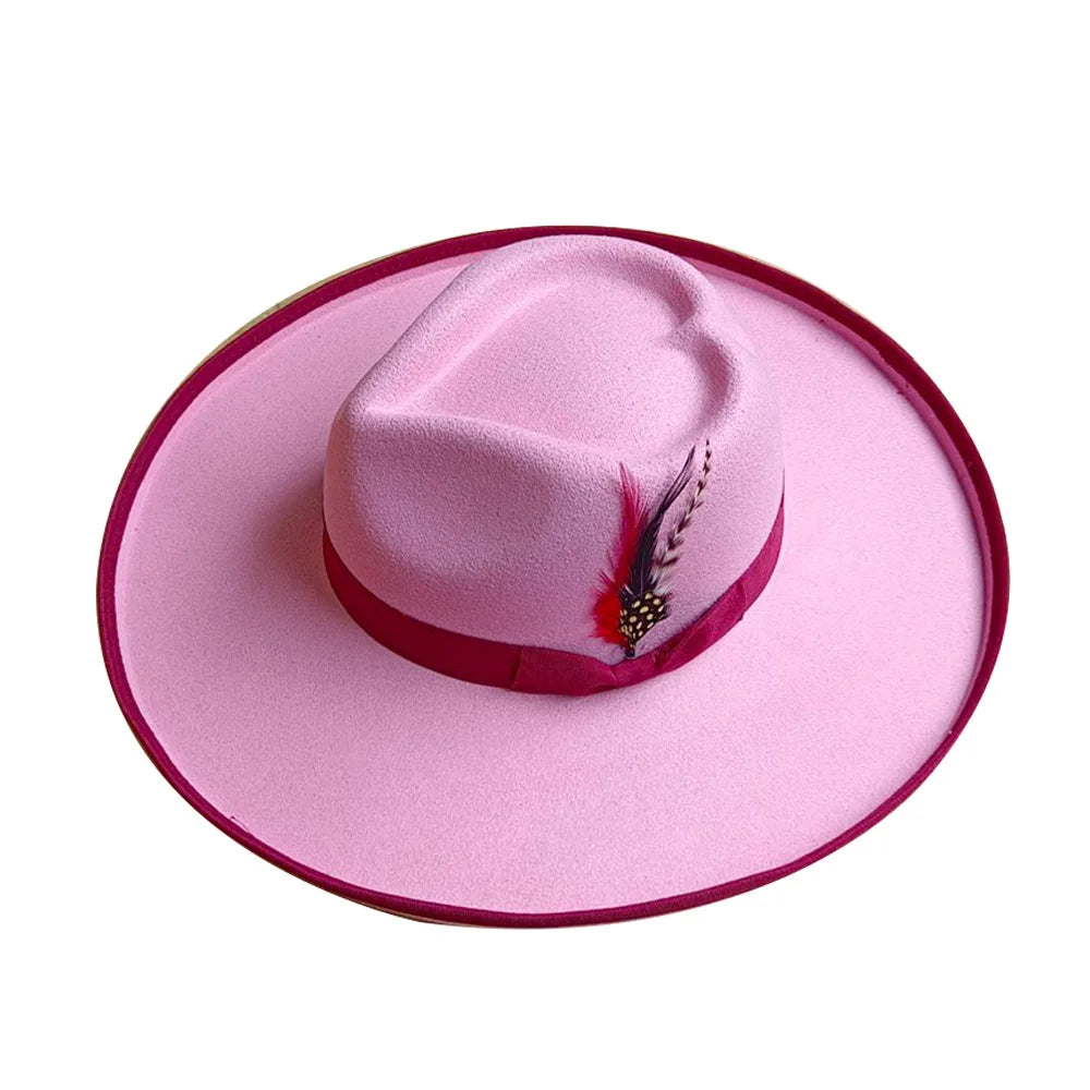 Fab Deco Heart Shape Wide Brim Fedora Hat