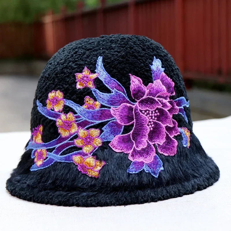 Warm Fuzzy Embroidered & Studded Vintage Cap Hat