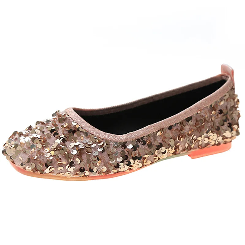 COMEMORE Luxury Sequins Non-slip Ballet Flat Shoes