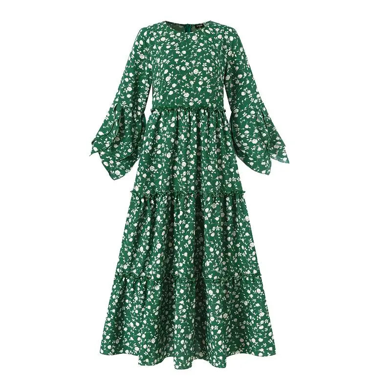 Plus Size VONDA Bohemian Women Maxi Sundress 2024 Autumn Casual Long Flare Sleeve Floral Printed Party Vestido A-Line Dresses