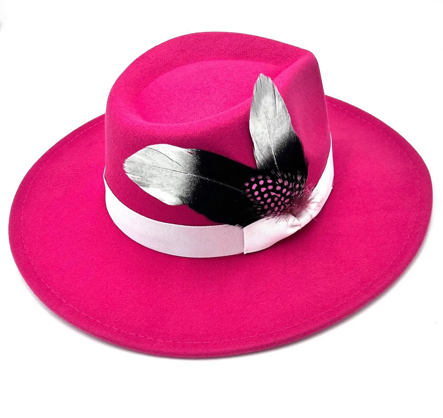 Orange fedora hat 9.5cm brim feather accessories wide brim jazz hat female imitation fedora hat male fashion panama hat wedding
