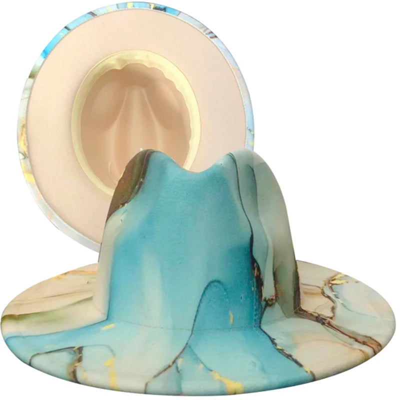 Tie-Dye Wide Brim Fedora Hat