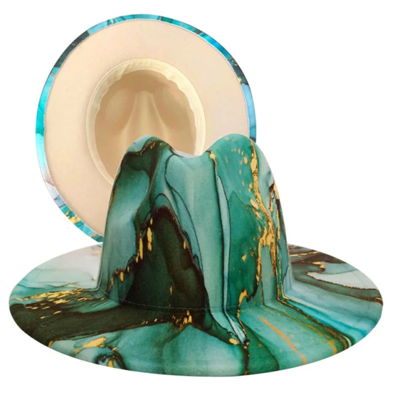 Tie-Dye Wide Brim Fedora Hat