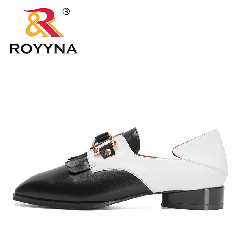 ROYYNA 2022 New Designers Genuine Leather Round Toe Colorful Square Heels Pumps Women Party Handmade Large Size Shoes Feminimo