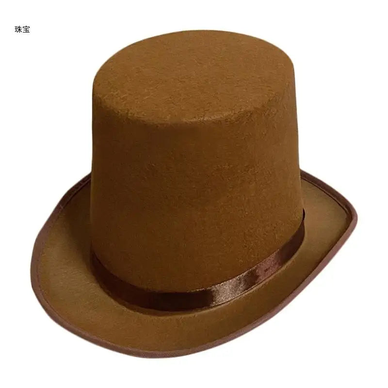 Vintage Fedora Top Hat Solid Color Short Brim Top Hat Western Cowboy Hat for Boy Men Adults Panama Hat