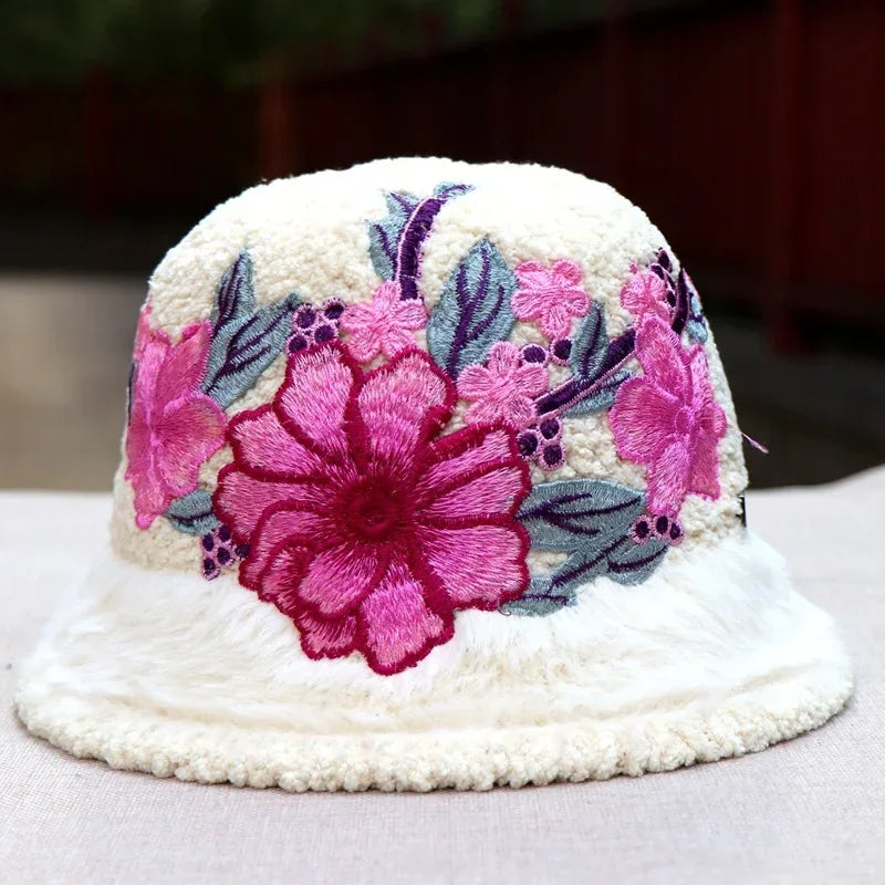 Warm Fuzzy Embroidered & Studded Vintage Cap Hat