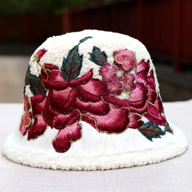 Warm Fuzzy Embroidered & Studded Vintage Cap Hat