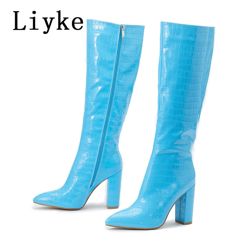 LIYKE Lovely Faux Patent Leather Fashion Boots