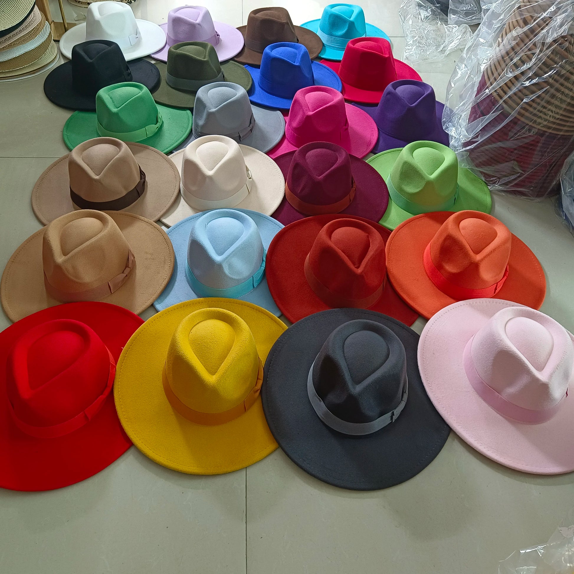 Orange fedora hat 9.5cm brim feather accessories wide brim jazz hat female imitation fedora hat male fashion panama hat wedding