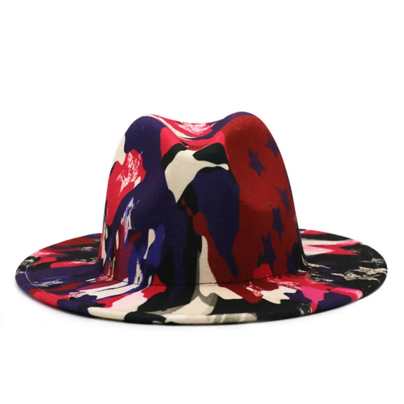 Tie-Dye Wide Brim Fedora Hat