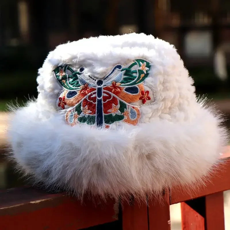 Warm Fuzzy Embroidered & Studded Vintage Cap Hat