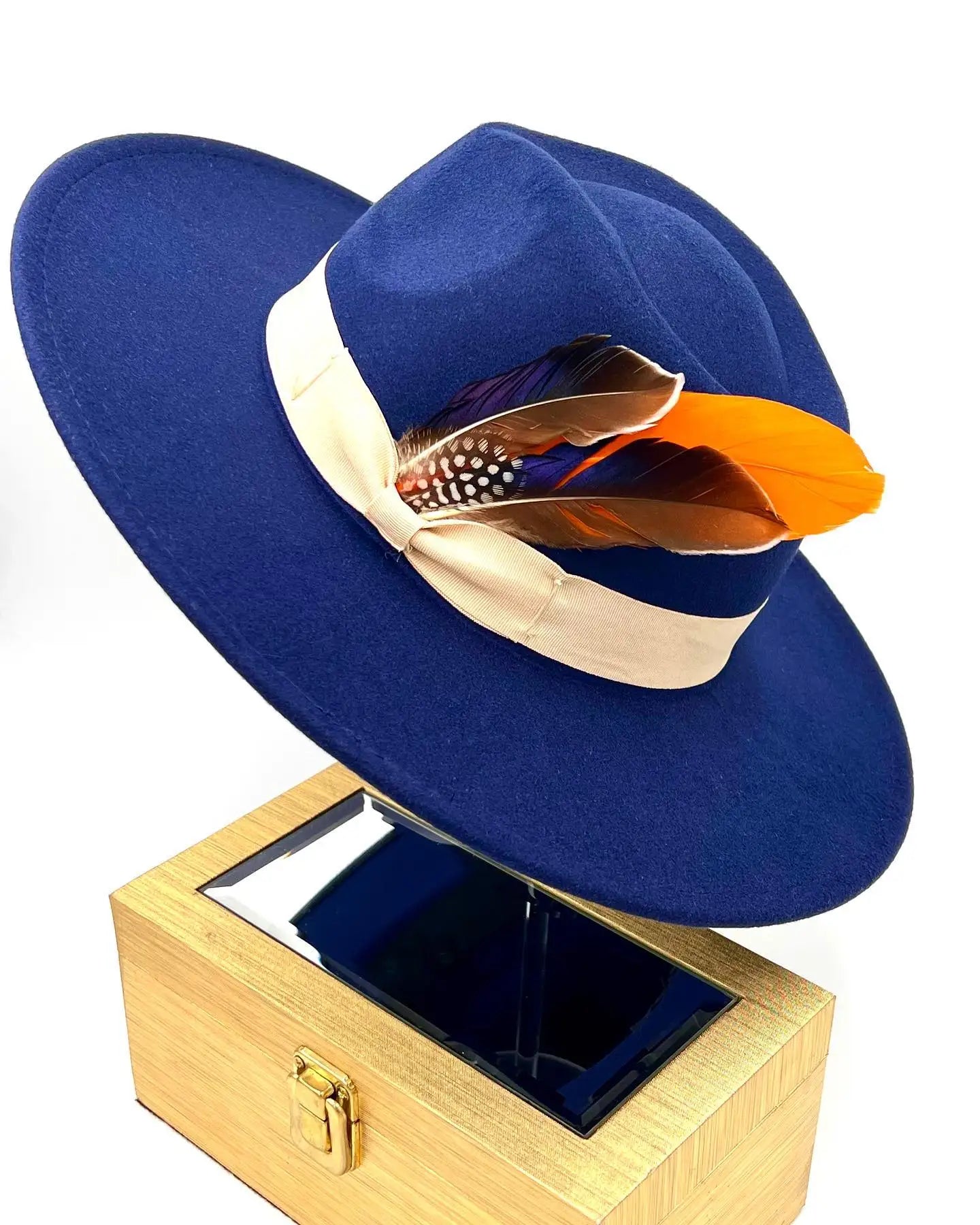 Orange fedora hat 9.5cm brim feather accessories wide brim jazz hat female imitation fedora hat male fashion panama hat wedding