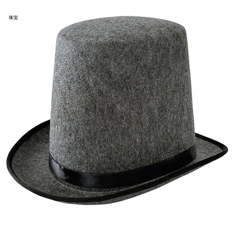 Vintage Fedora Top Hat Solid Color Short Brim Top Hat Western Cowboy Hat for Boy Men Adults Panama Hat