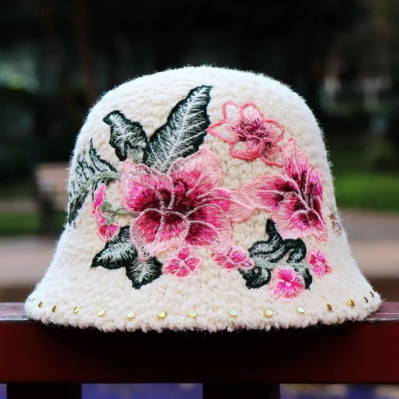 Warm Fuzzy Embroidered & Studded Vintage Cap Hat