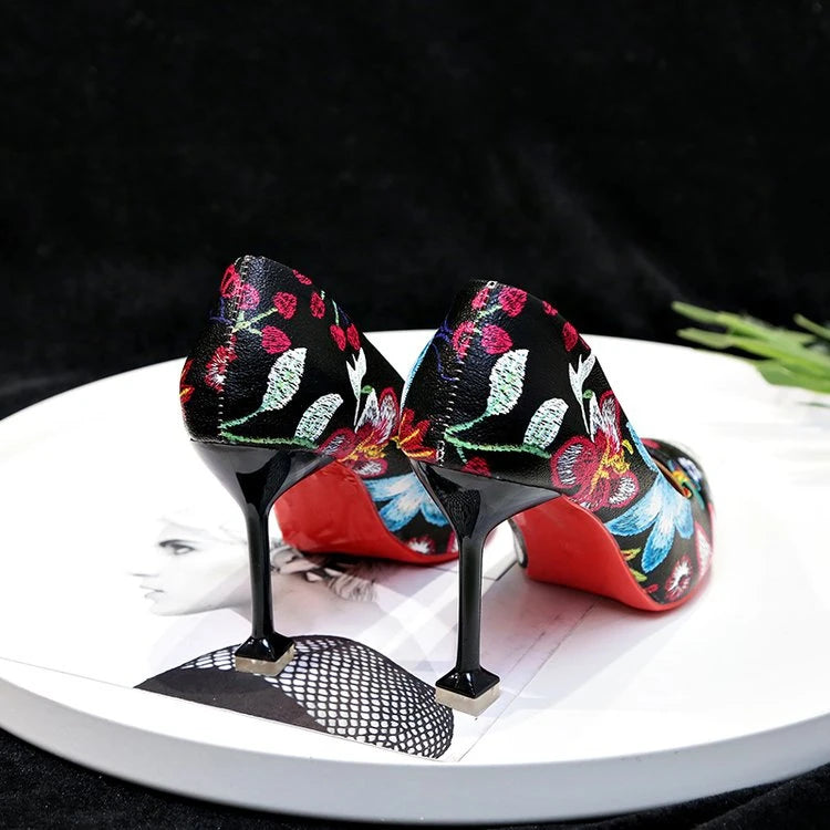 KUCLUT Floral Printed High Heel Shoes