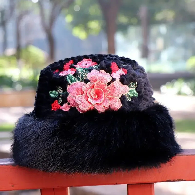 Warm Fuzzy Embroidered & Studded Vintage Cap Hat