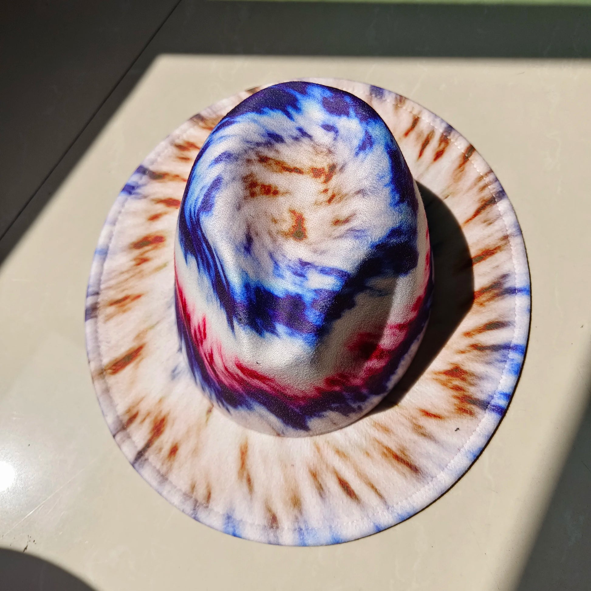 Tie-Dye Wide Brim Fedora Hat