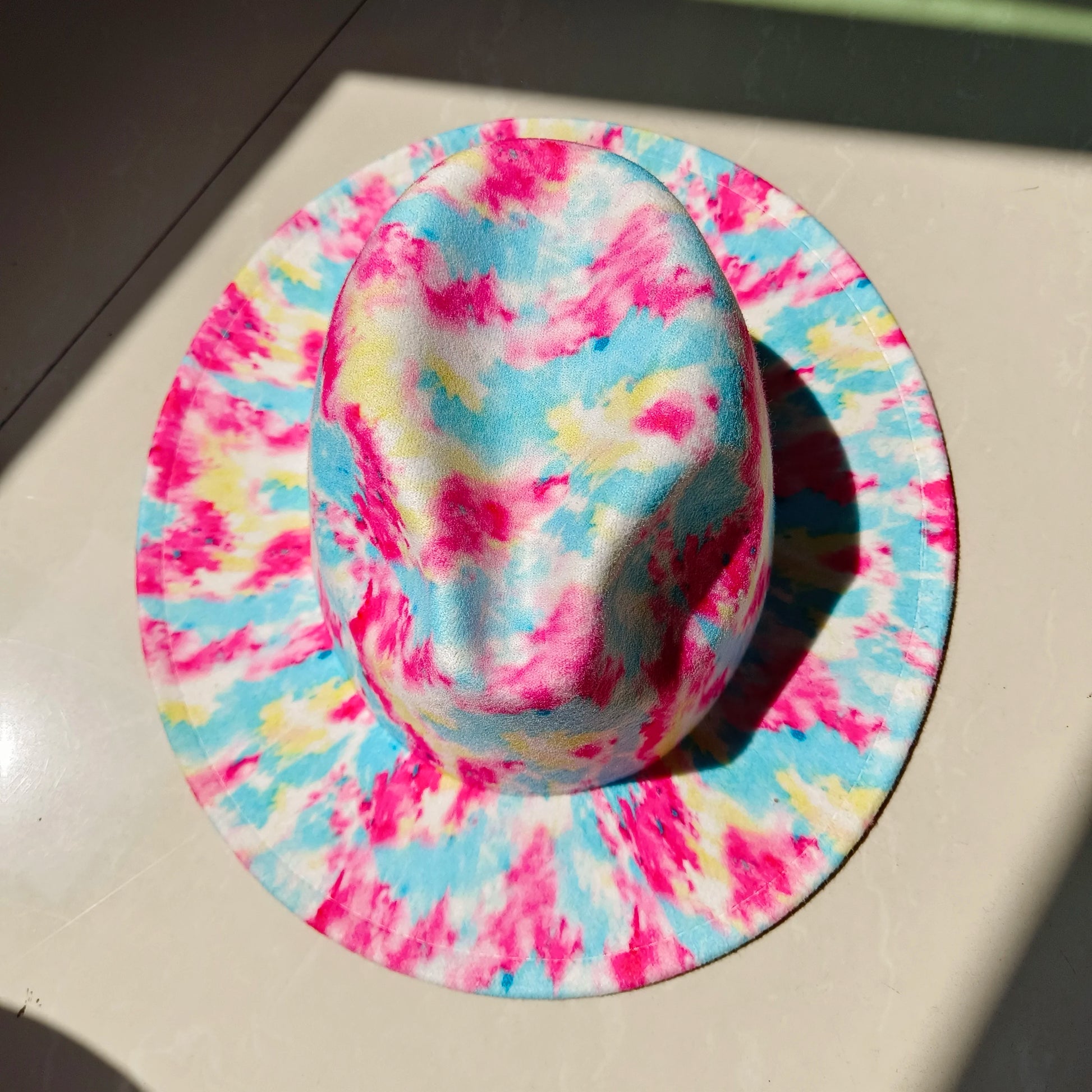 Tie-Dye Wide Brim Fedora Hat