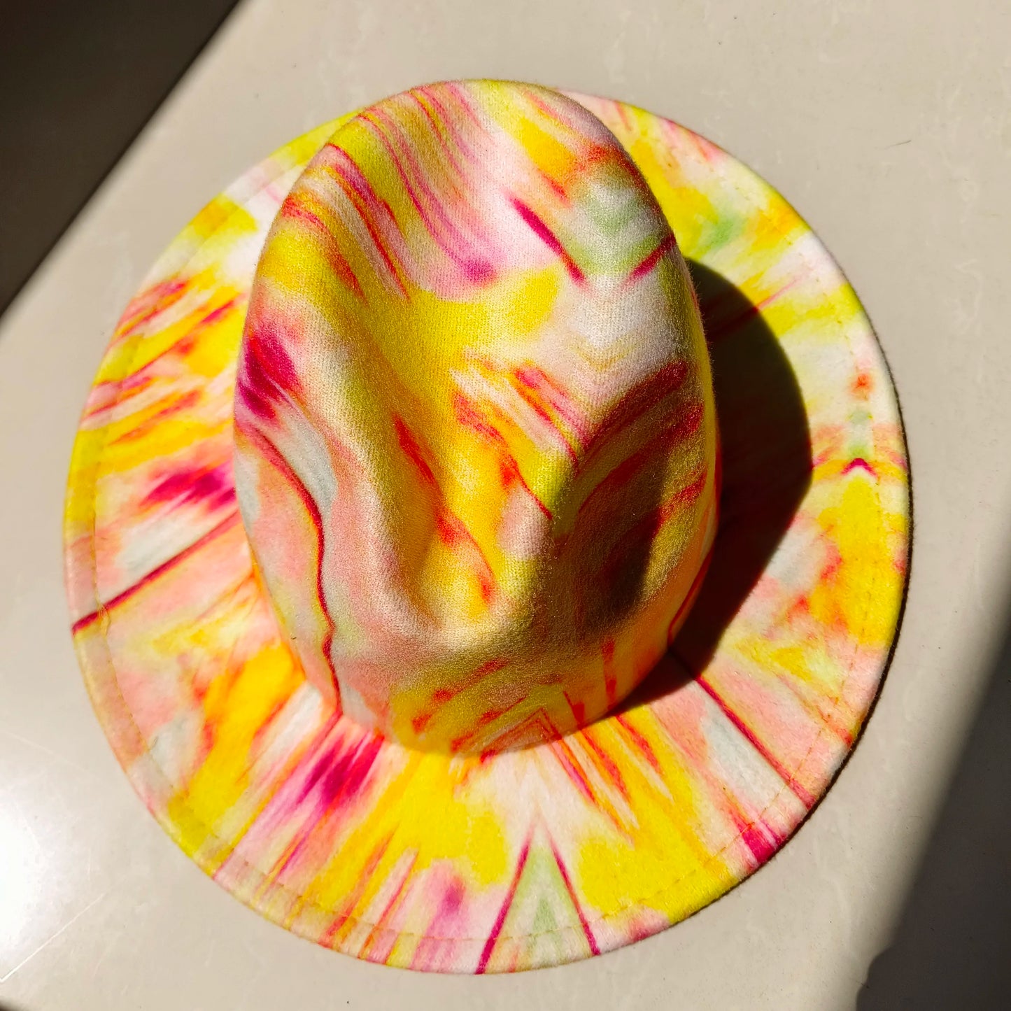 Tie-Dye Wide Brim Fedora Hat