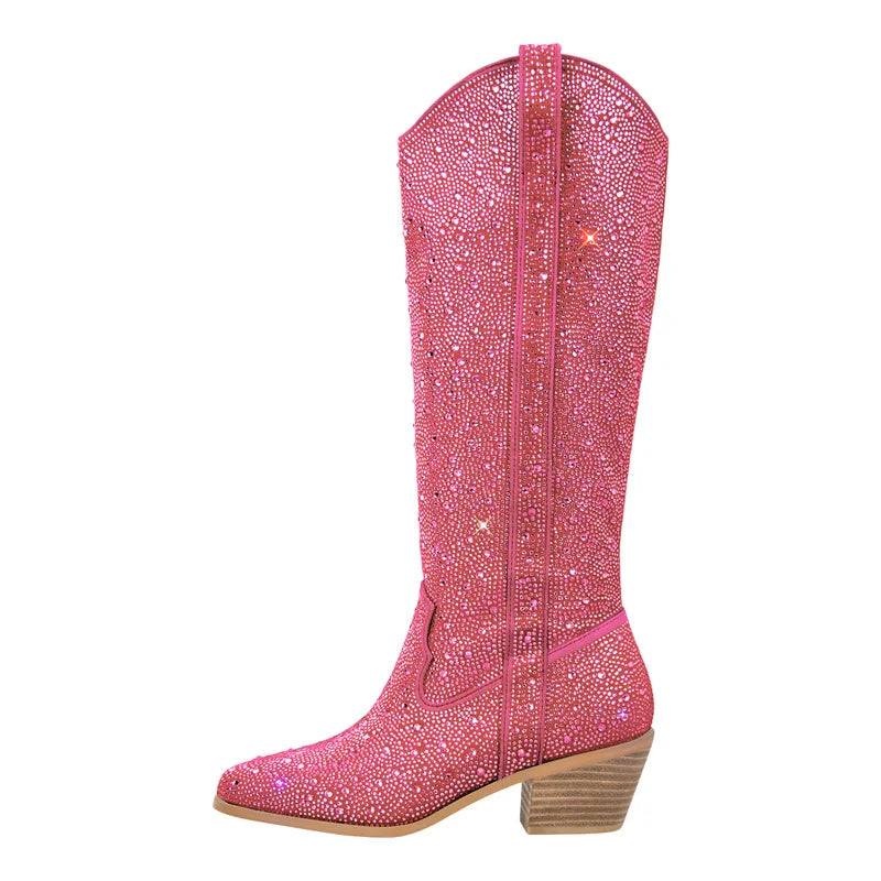 ONLY MAKER Pink Rhinestone Western Boots