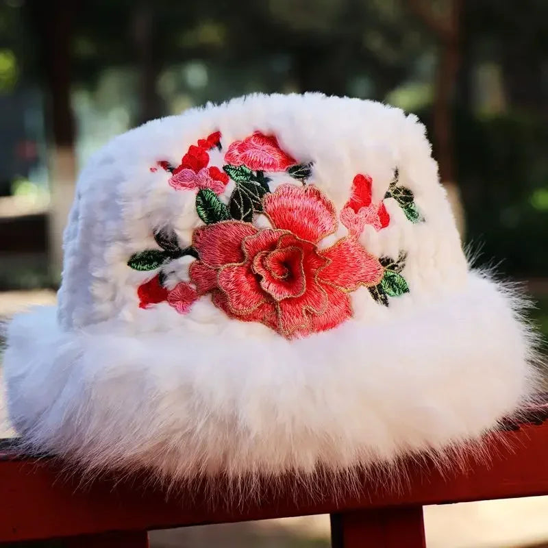 Warm Fuzzy Embroidered & Studded Vintage Cap Hat