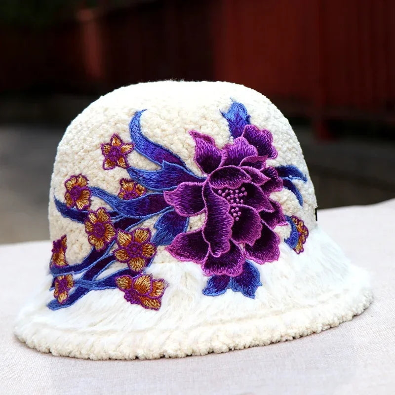 Warm Fuzzy Embroidered & Studded Vintage Cap Hat