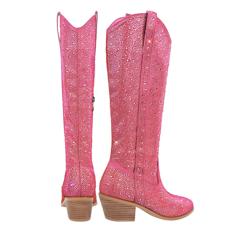 ONLY MAKER Pink Rhinestone Western Boots