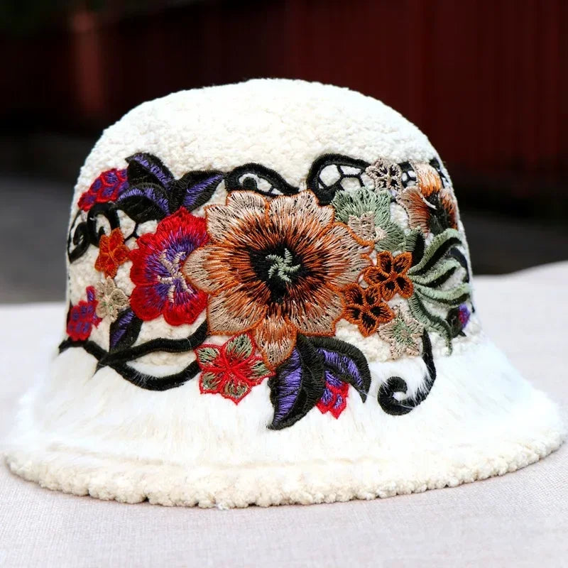 Warm Fuzzy Embroidered & Studded Vintage Cap Hat