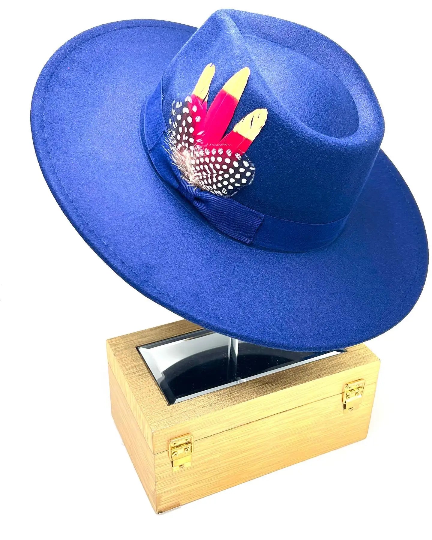 Orange fedora hat 9.5cm brim feather accessories wide brim jazz hat female imitation fedora hat male fashion panama hat wedding