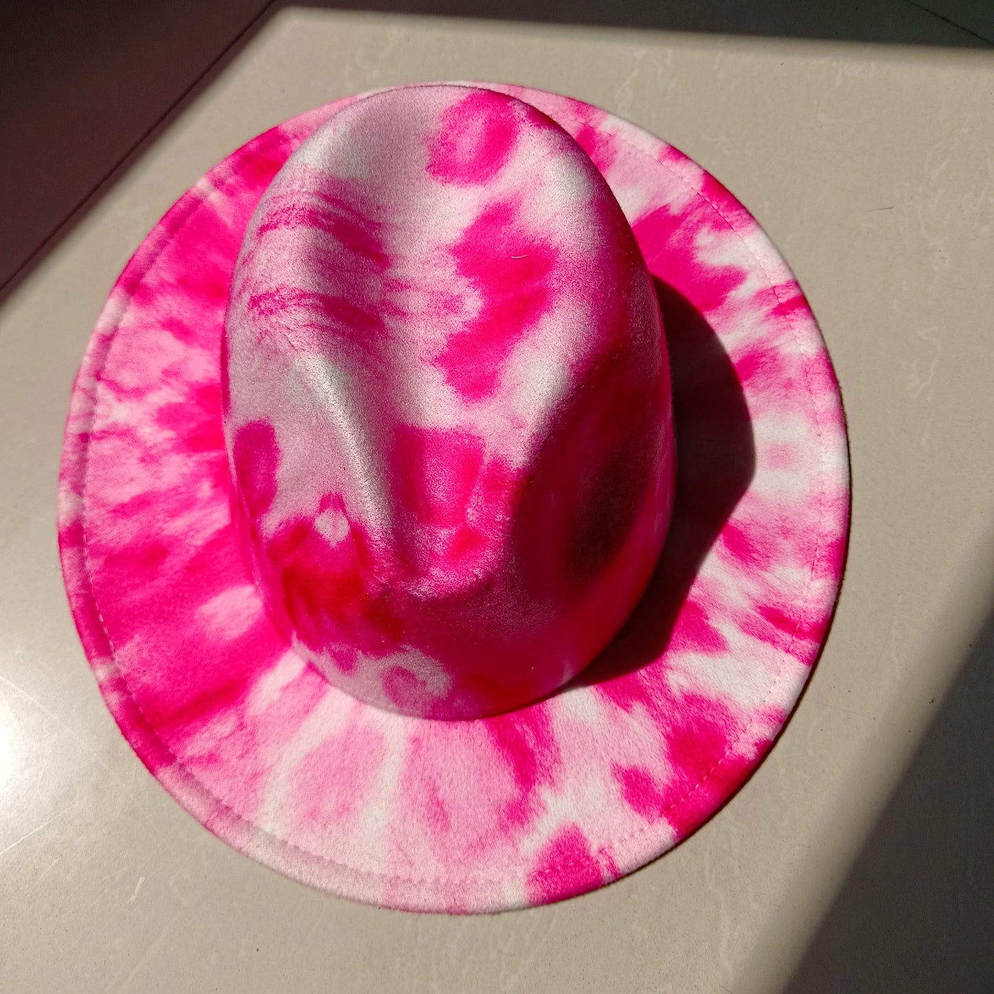 Tie-Dye Wide Brim Fedora Hat