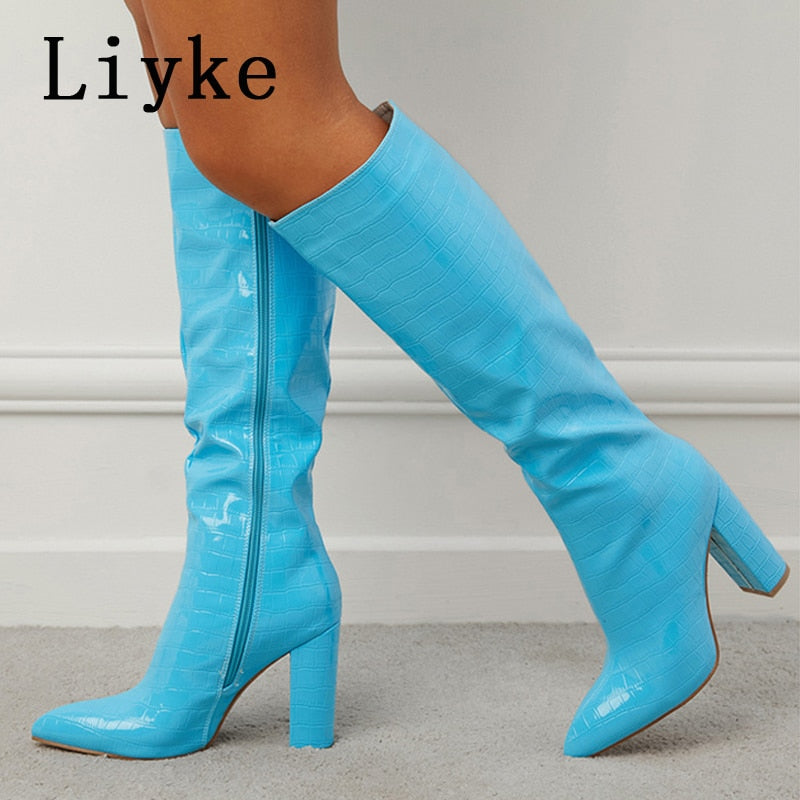 LIYKE Lovely Faux Patent Leather Fashion Boots