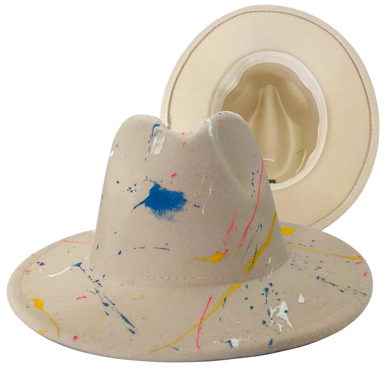 Tie-Dye Wide Brim Fedora Hat