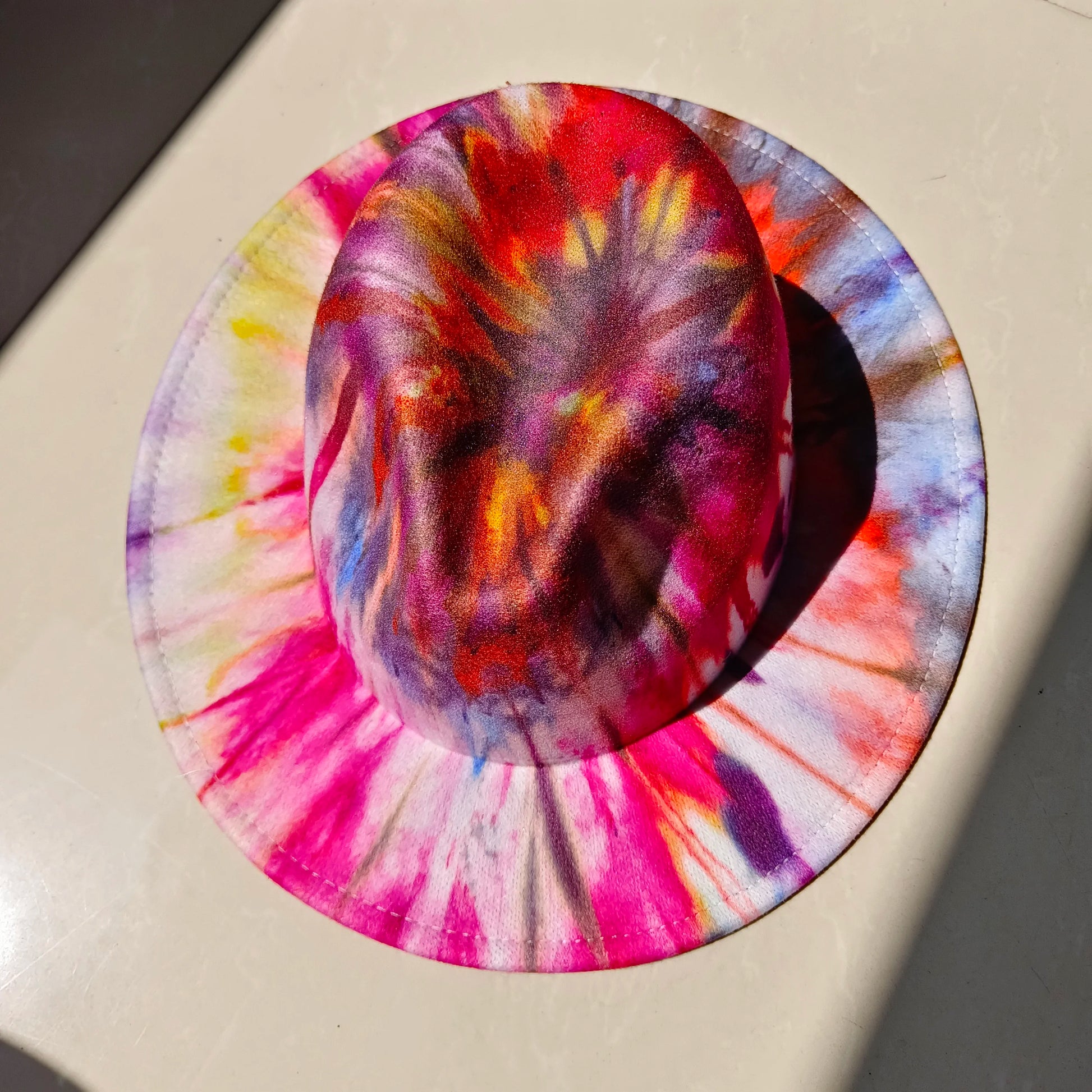 Tie-Dye Wide Brim Fedora Hat