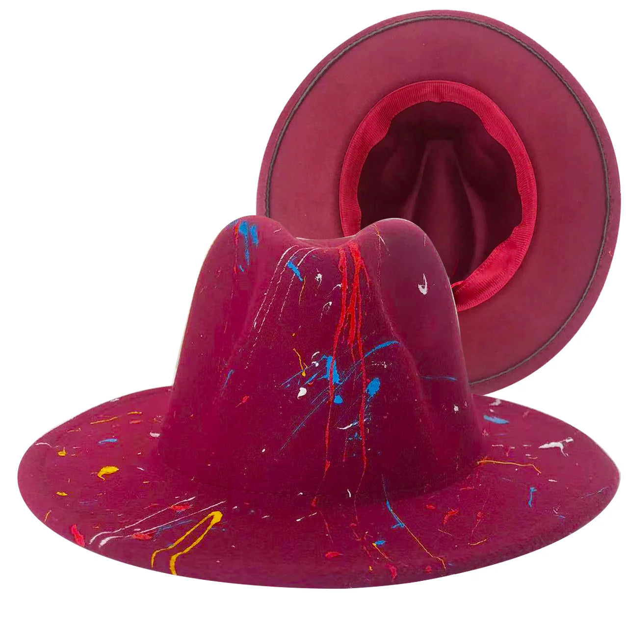 Tie-Dye Wide Brim Fedora Hat