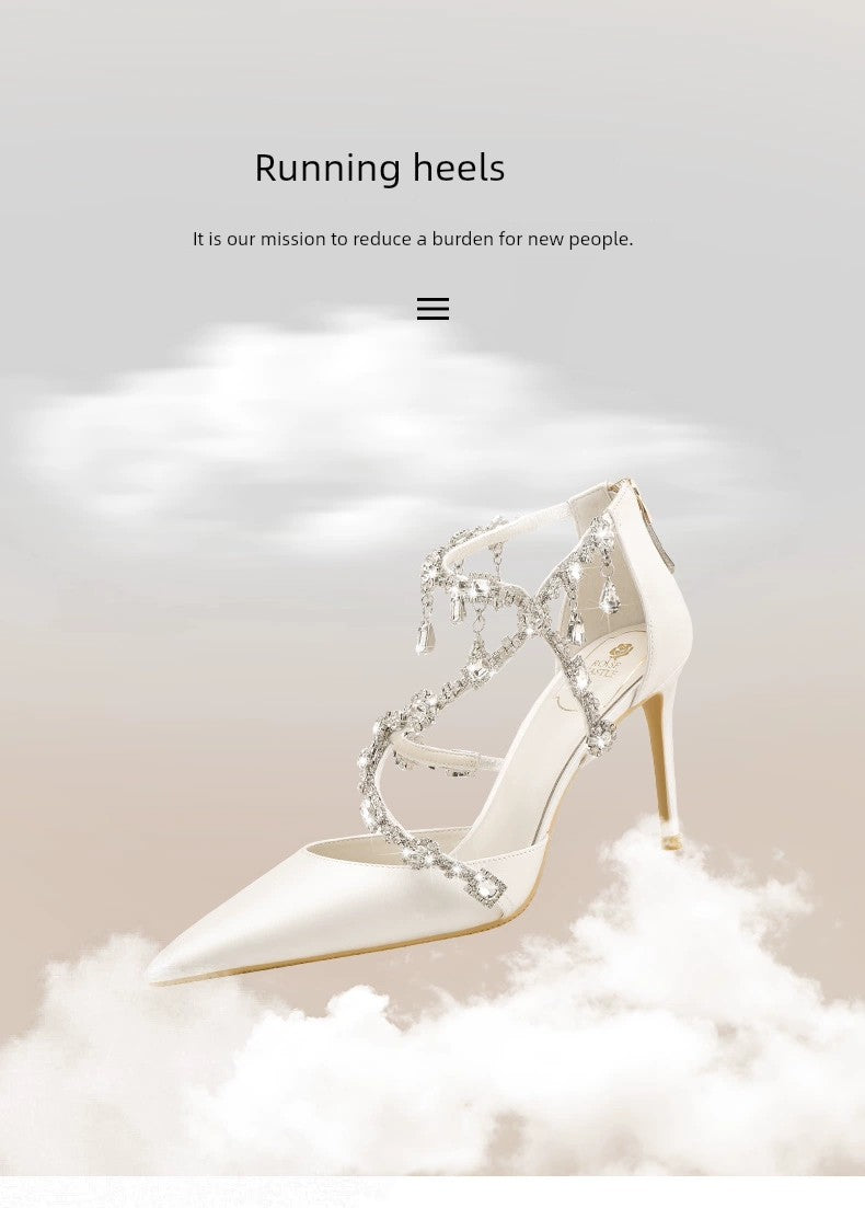 Rose Castle Rhinestone Closed Toe Bridal Wedding Shoes