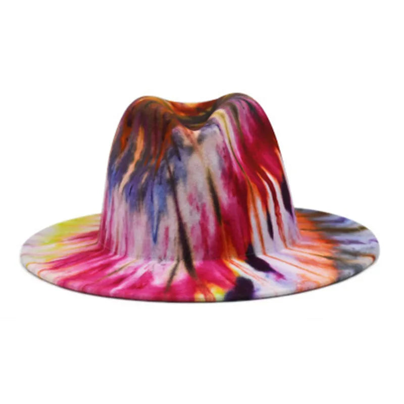 Tie-Dye Wide Brim Fedora Hat