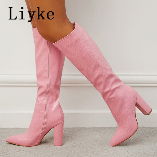 LIYKE Lovely Faux Patent Leather Fashion Boots